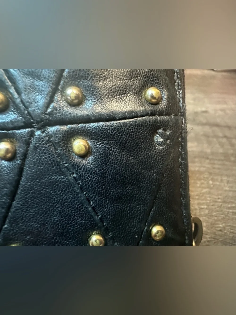 Miu Miu Black Quilted Leather Zip Around Wallet with Gold Studs